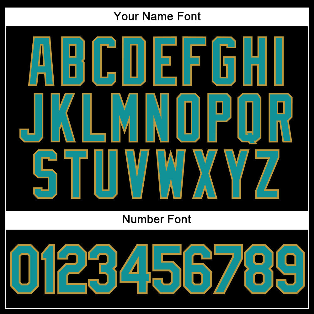 Custom Black Teal-Old Gold Authentic Baseball Jersey baseball jersey product view 5