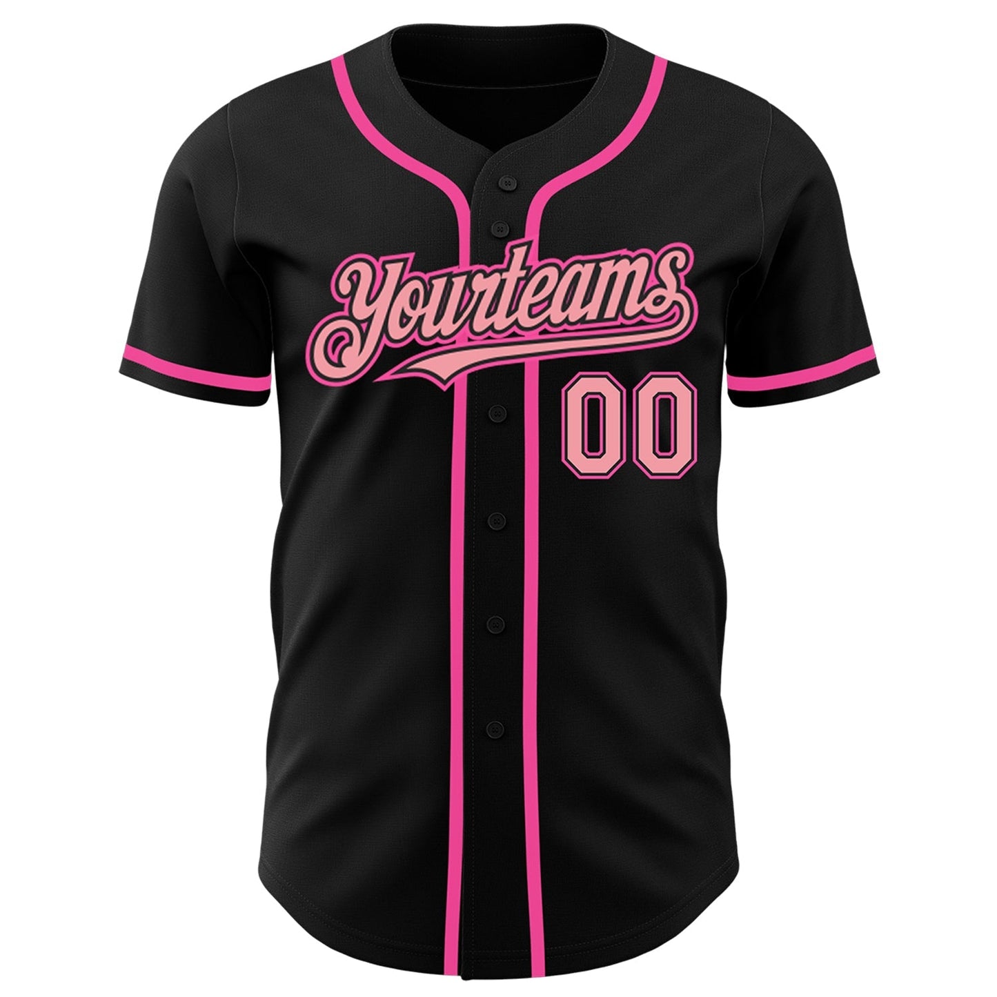 Custom Black Medium Pink-Pink Authentic Baseball Jersey baseball jersey product view 2