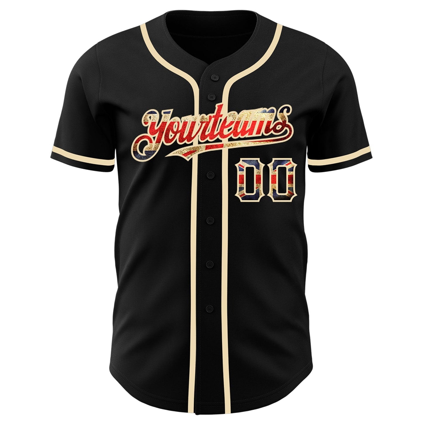 Custom Black Vintage UK Flag-City Cream Authentic Baseball Jersey baseball jersey product view 2