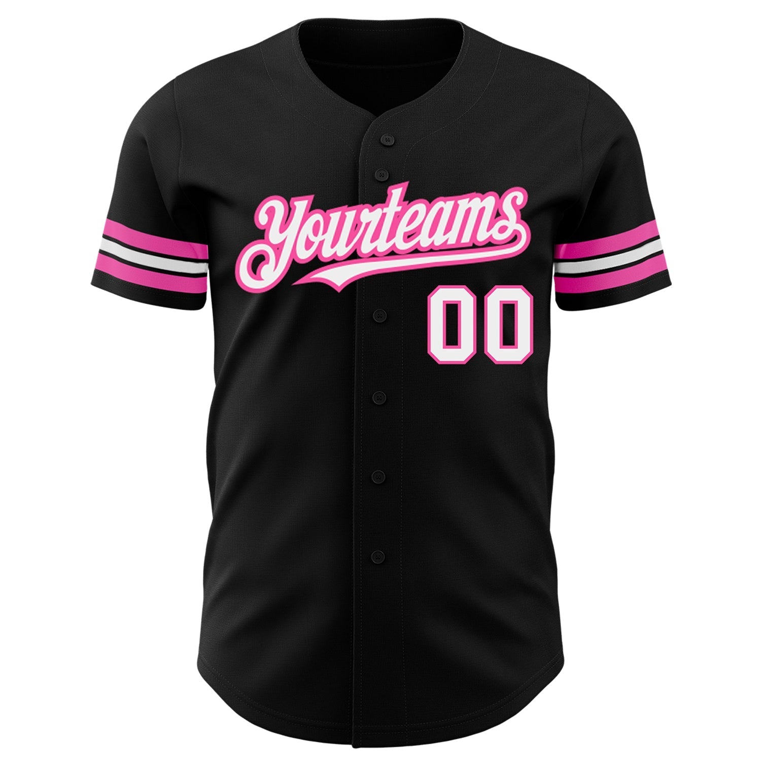 Custom Black White-Pink Authentic Baseball Jersey baseball jersey product view 2