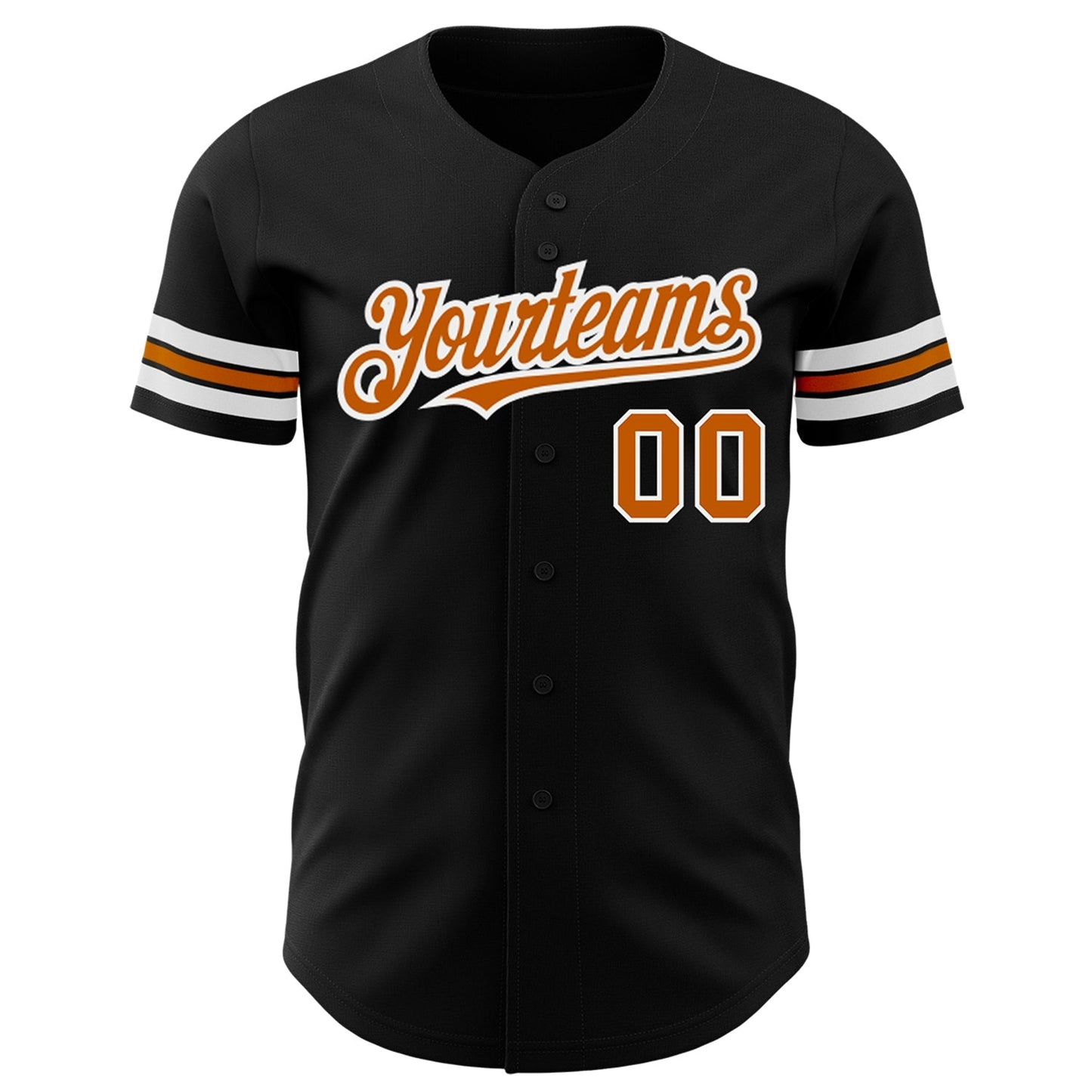 Custom Black Texas Orange-White Authentic Baseball Jersey baseball jersey product view 2