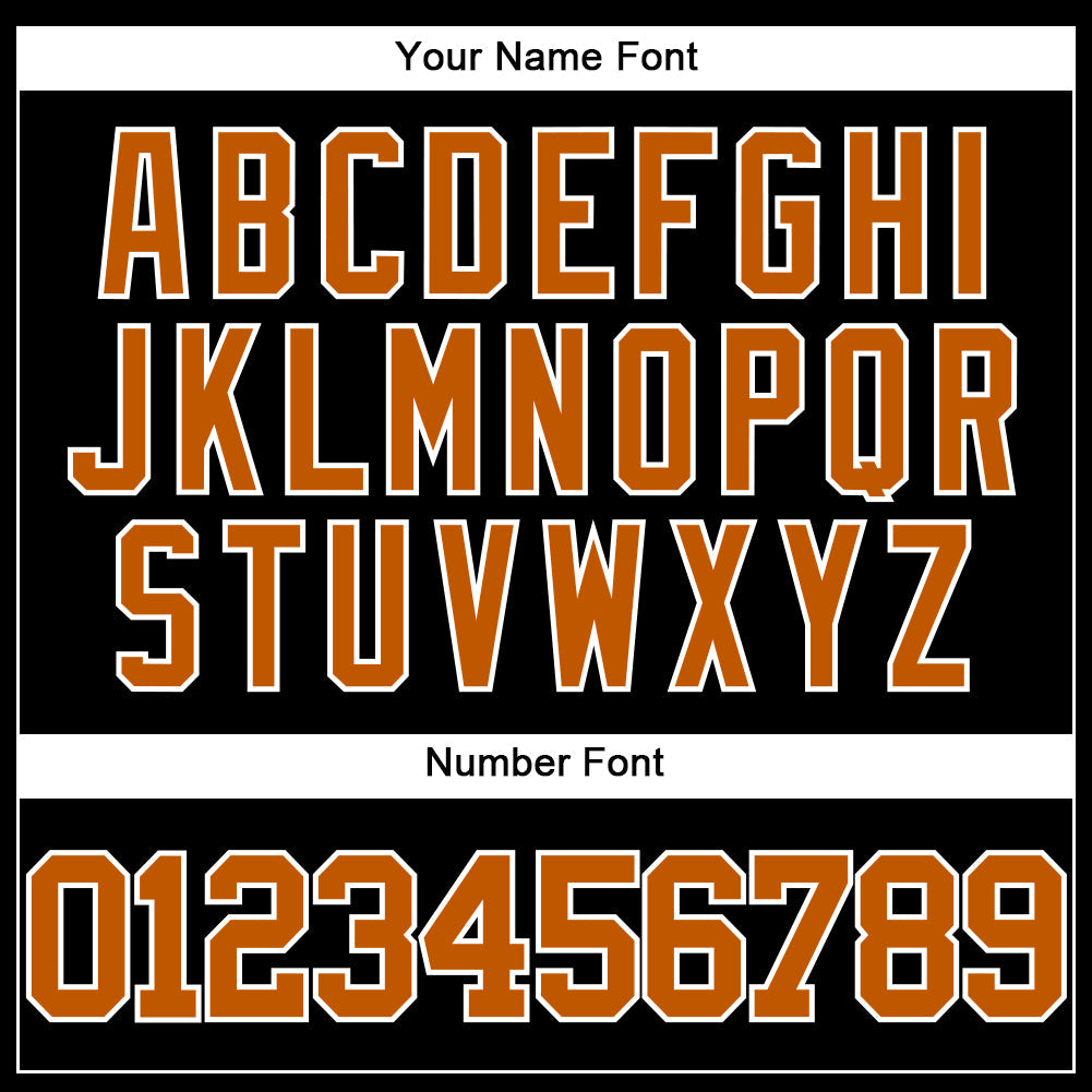 Custom Black Texas Orange-White Authentic Baseball Jersey baseball jersey product view 5