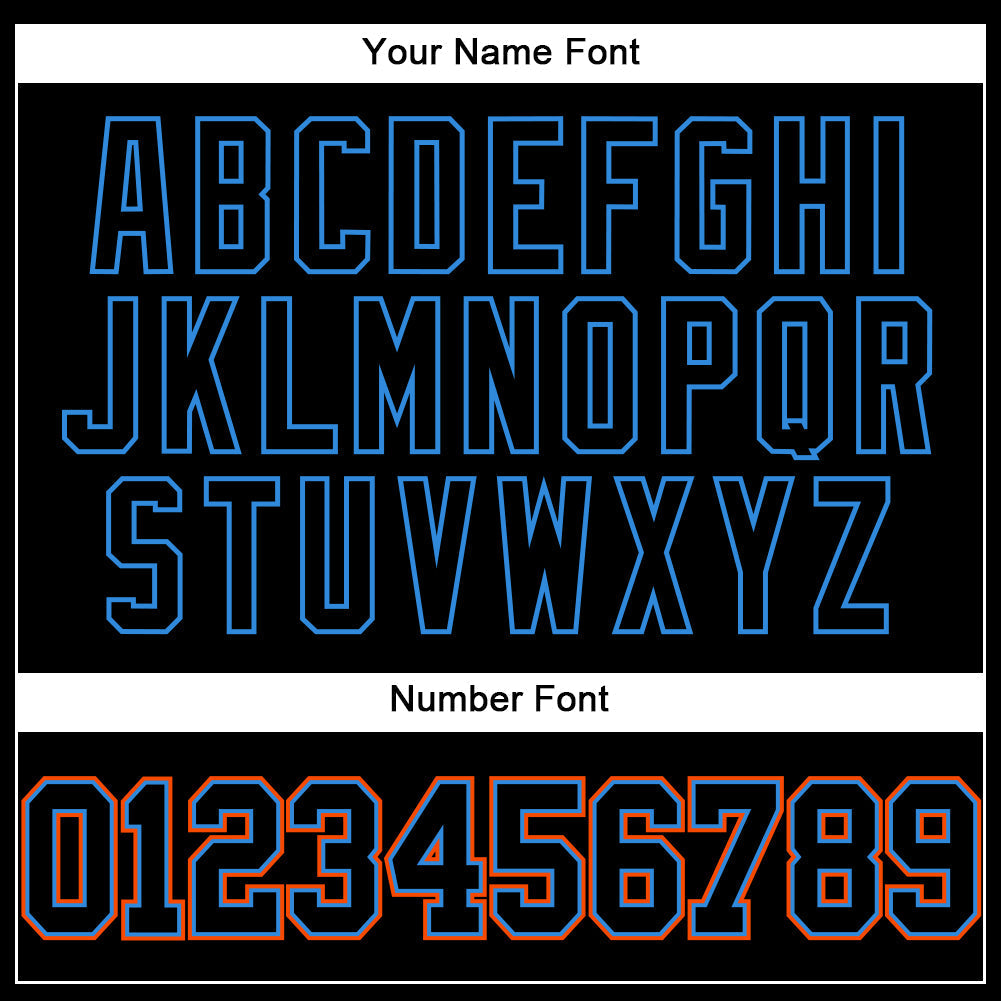 Custom Black Electric Blue-Orange Authentic Baseball Jersey baseball jersey product view 5