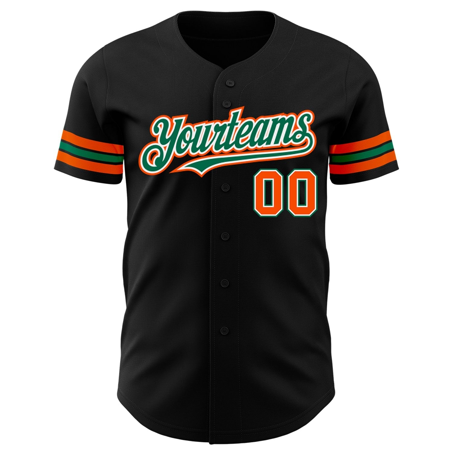 Custom Black Orange-Kelly Green Authentic Baseball Jersey baseball jersey product view 2