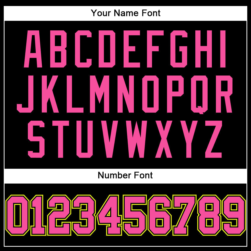 Custom Black Pink-Neon Yellow Authentic Baseball Jersey baseball jersey product view 5
