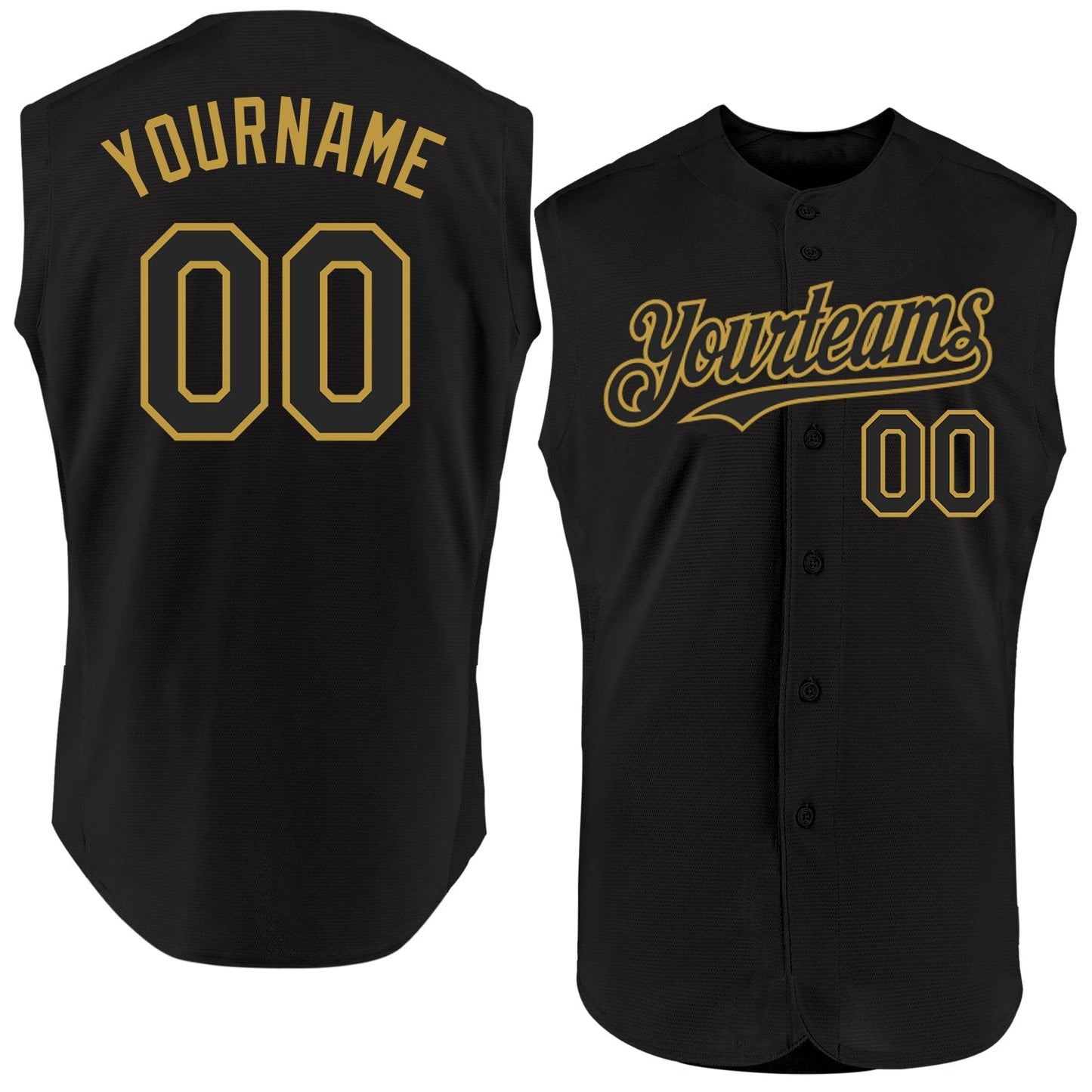 Custom Black Old Gold Authentic Sleeveless Baseball Jersey baseball jersey product view 1