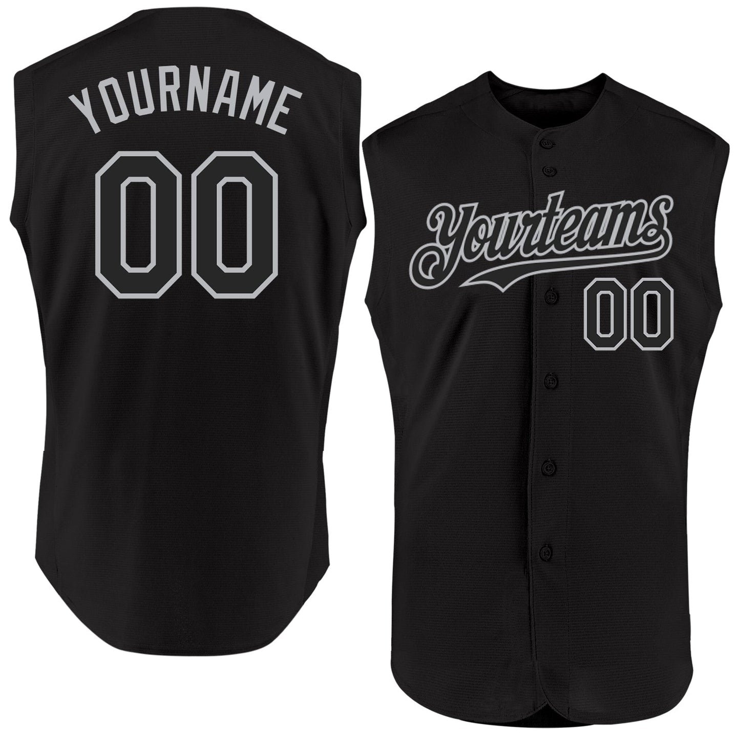 Custom Black Gray Authentic Sleeveless Baseball Jersey baseball jersey product view 1