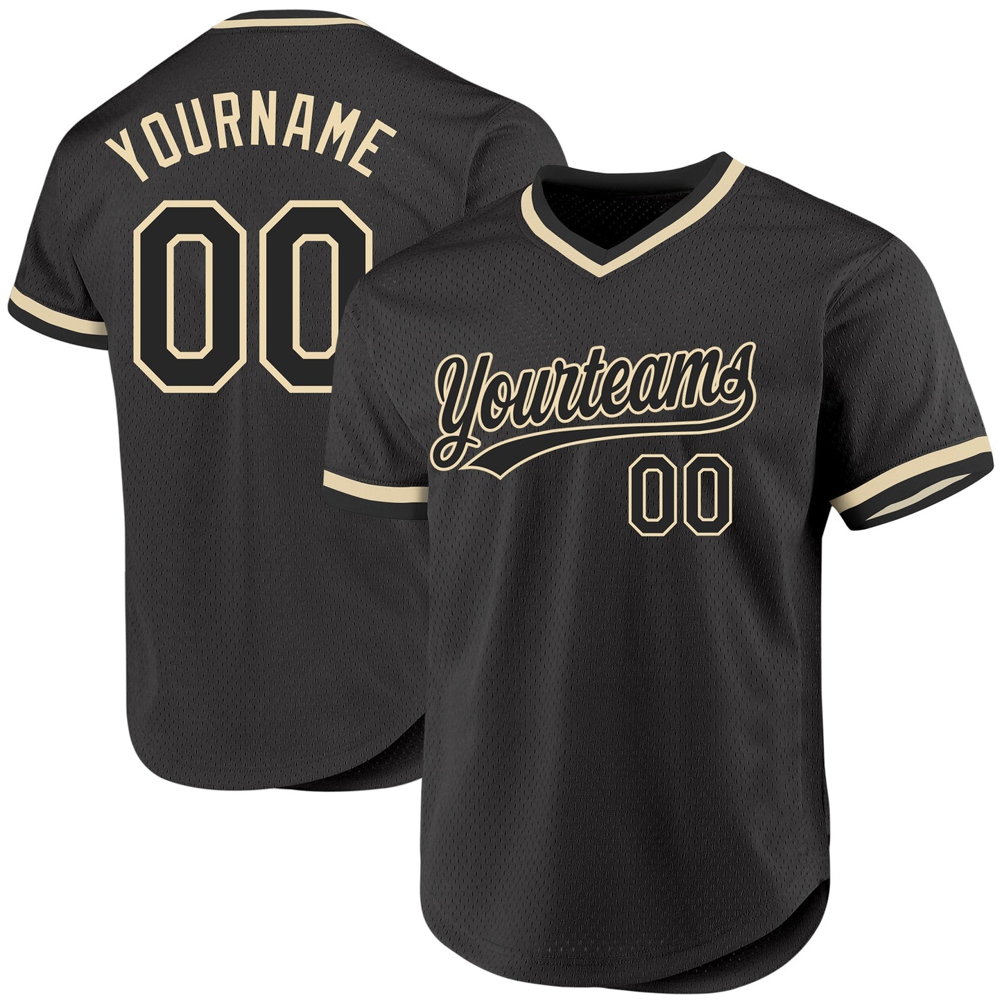Custom Black Cream Authentic Throwback Baseball Jersey baseball jersey product view 1