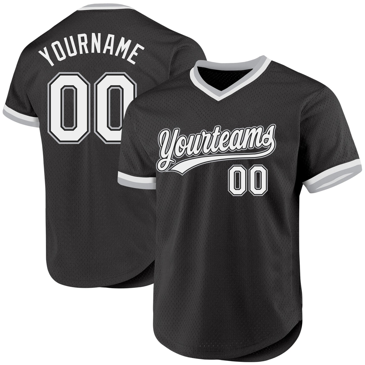 Custom Black White-Gray Authentic Throwback Baseball Jersey baseball jersey product view 1