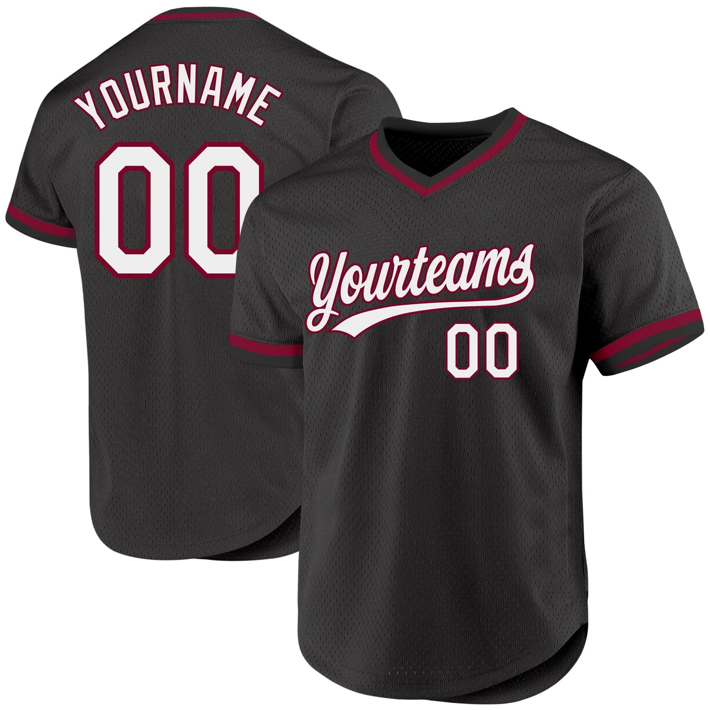 Custom Black White-Maroon Authentic Throwback Baseball Jersey baseball jersey product view 1