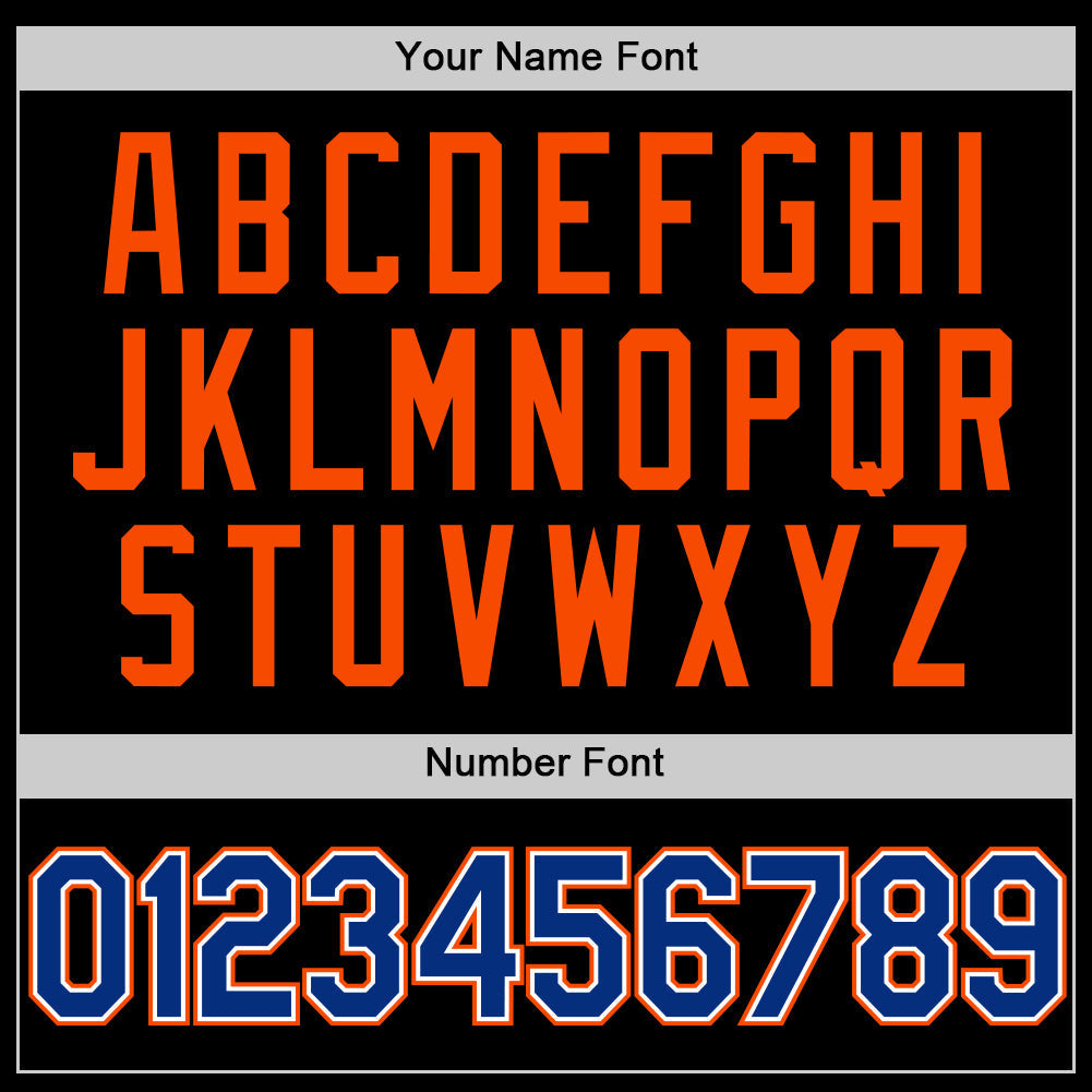 Custom Black Royal-Orange Authentic Throwback Baseball Jersey baseball jersey product view 5