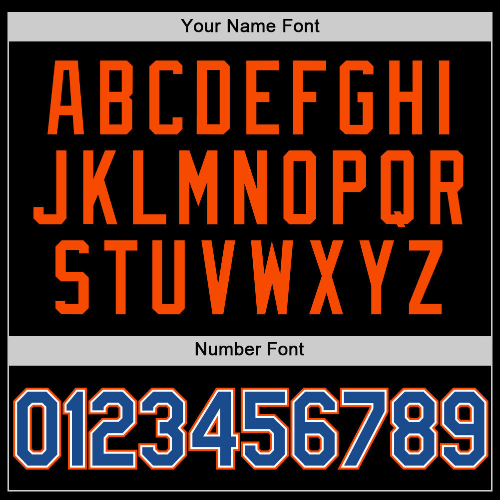 Custom Black Blue-Orange Authentic Throwback Baseball Jersey baseball jersey product view 5