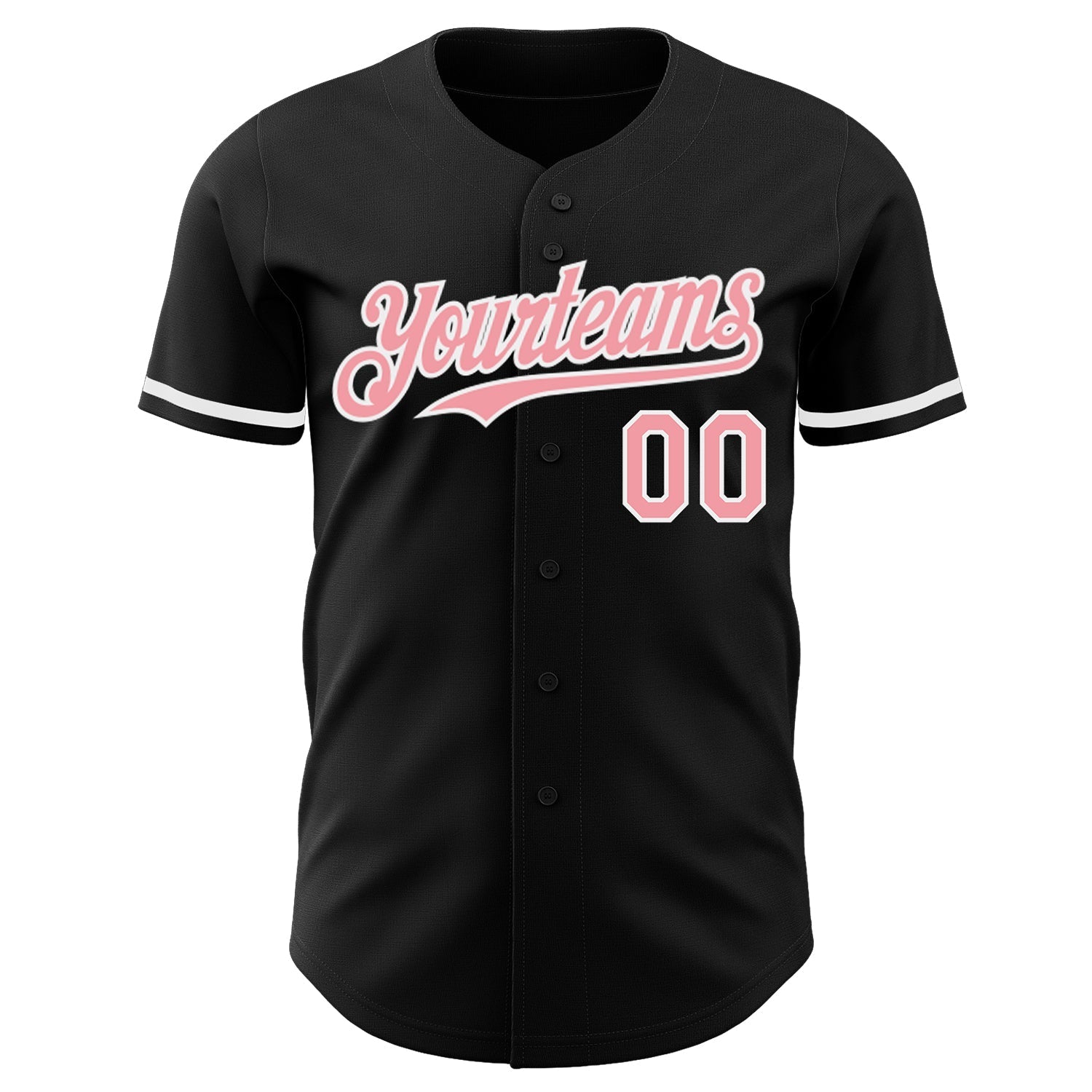 Custom Black Medium Pink-White Authentic Baseball Jersey baseball jersey product view 2