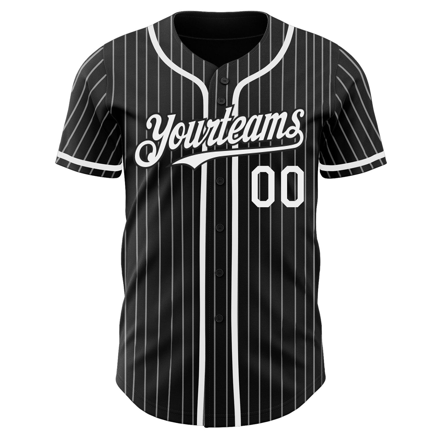 Custom Black White Pinstripe Authentic Baseball Jersey baseball jersey product view 2