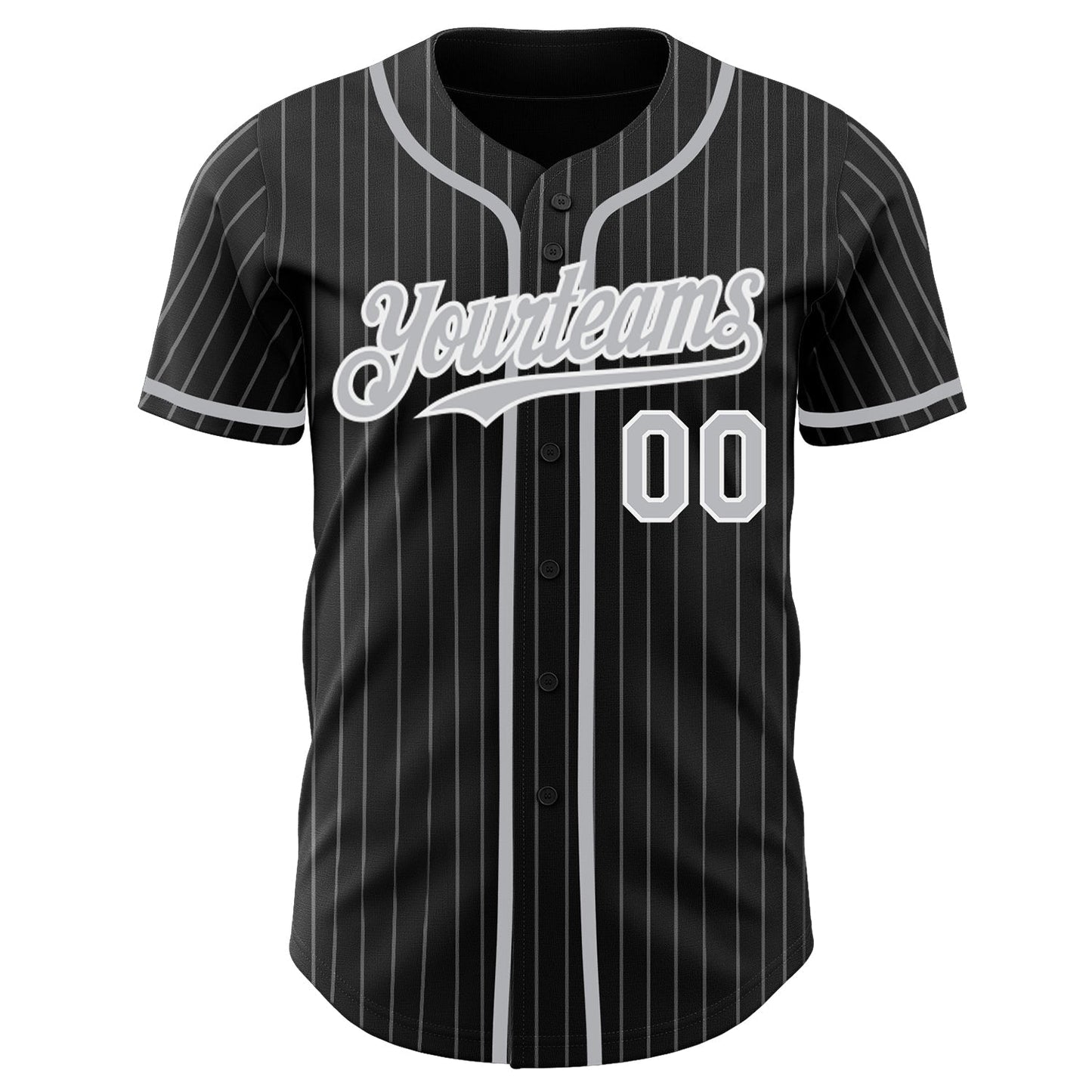 Custom Black Gray Pinstripe White Authentic Baseball Jersey baseball jersey product view 2