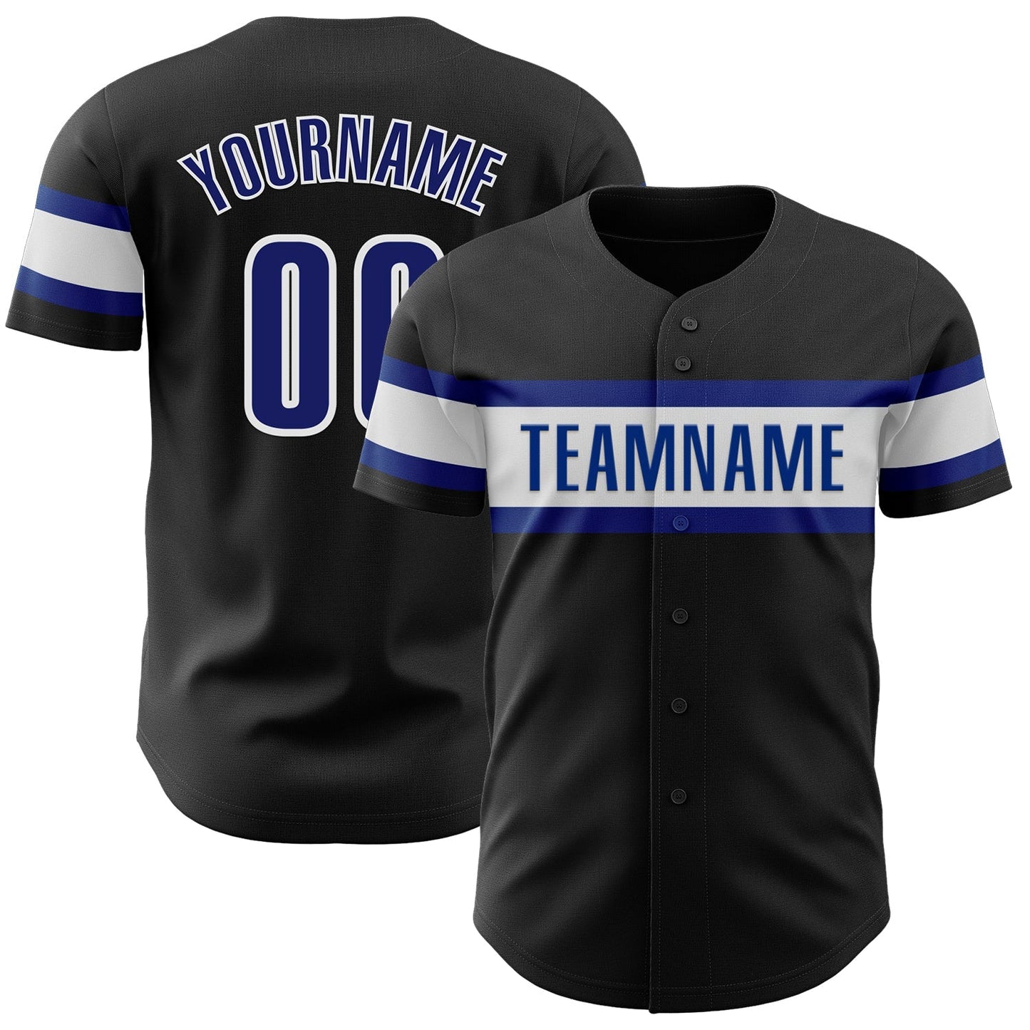 Custom Black Royal-White Authentic Baseball Jersey baseball jersey product view 1