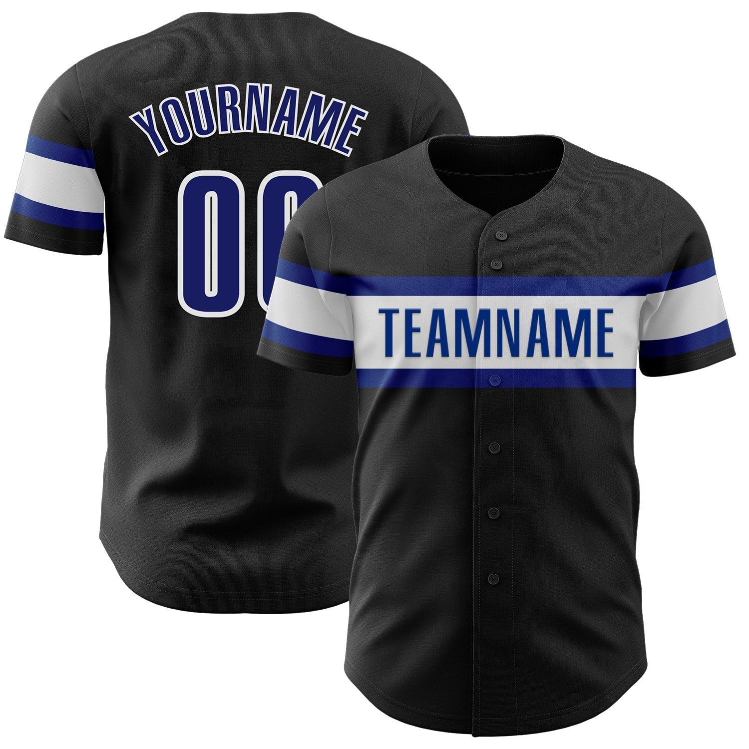 Custom Black Royal-White Authentic Baseball Jersey baseball jersey product view 1