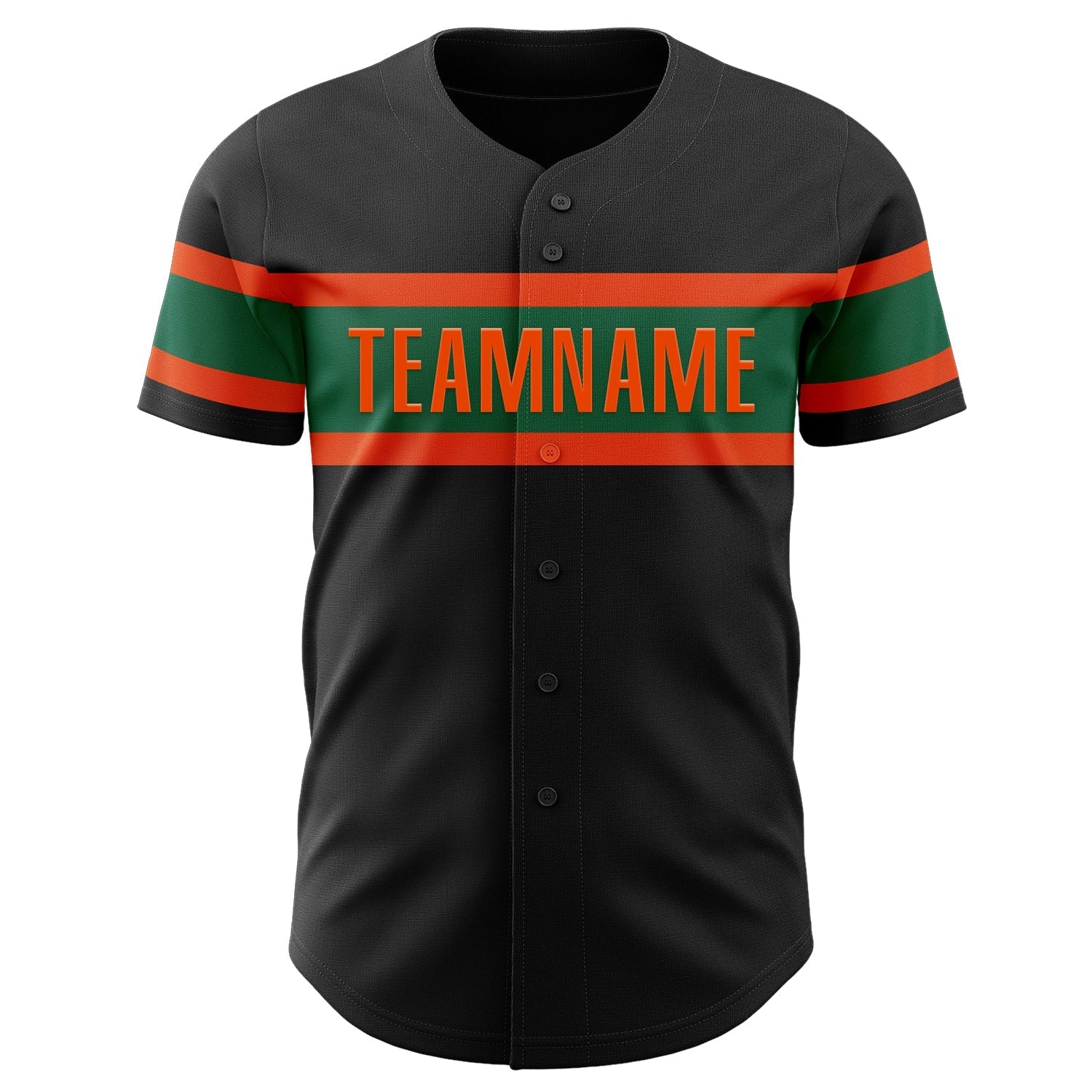 Custom Black Kelly Green-Orange Authentic Baseball Jersey baseball jersey product view 2