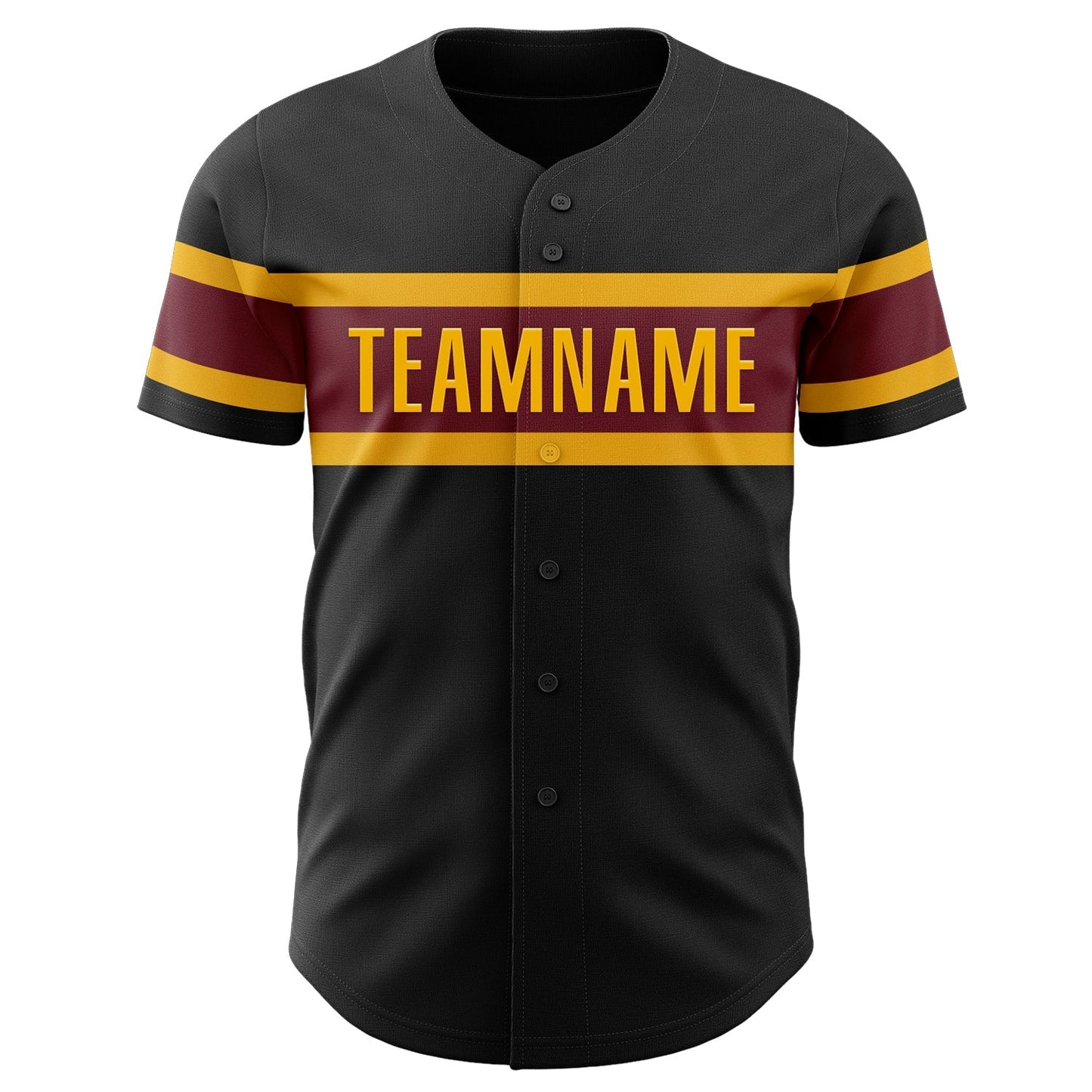 Custom Black Burgundy-Gold Authentic Baseball Jersey baseball jersey product view 2