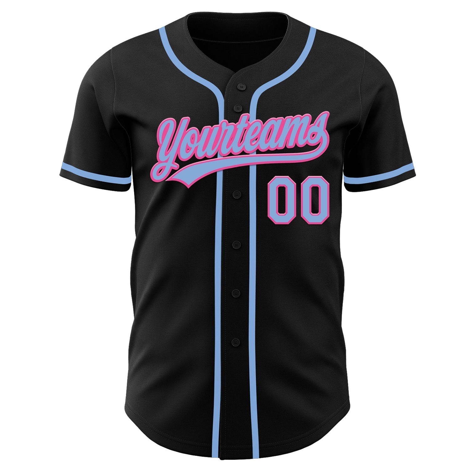 Custom Black Light Blue-Pink Authentic Baseball Jersey baseball jersey product view 2