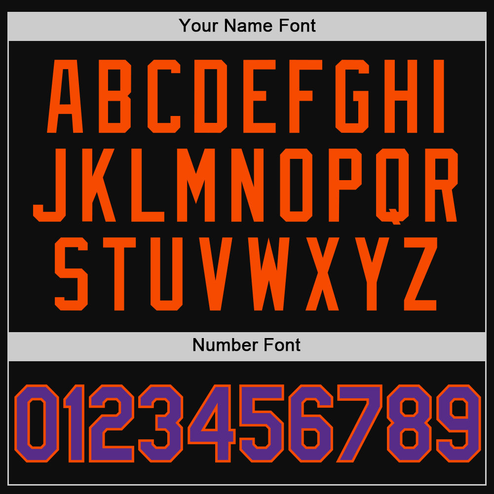 Custom Black Purple-Orange Authentic Throwback Baseball Jersey baseball jersey product view 5