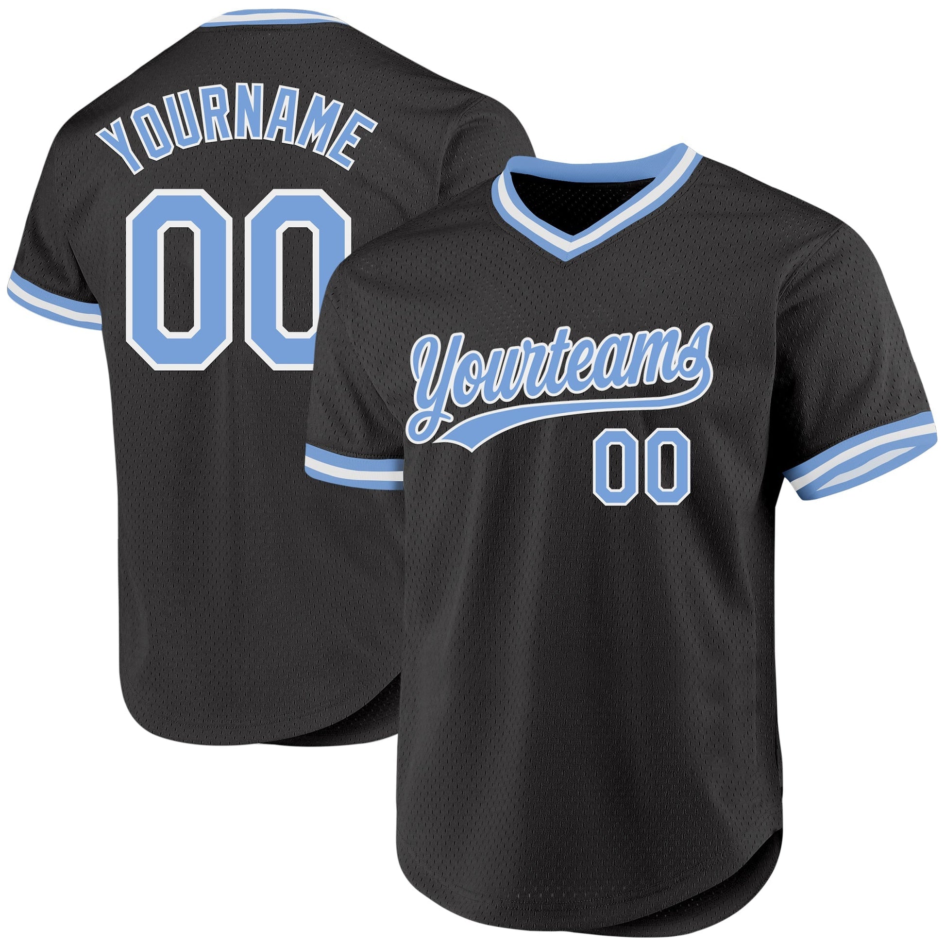 Custom Black Light Blue-White Authentic Throwback Baseball Jersey baseball jersey product view 1