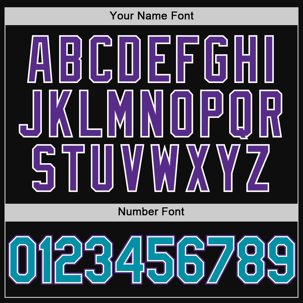 Custom Black Teal-Purple Authentic Throwback Baseball Jersey baseball jersey product view 5