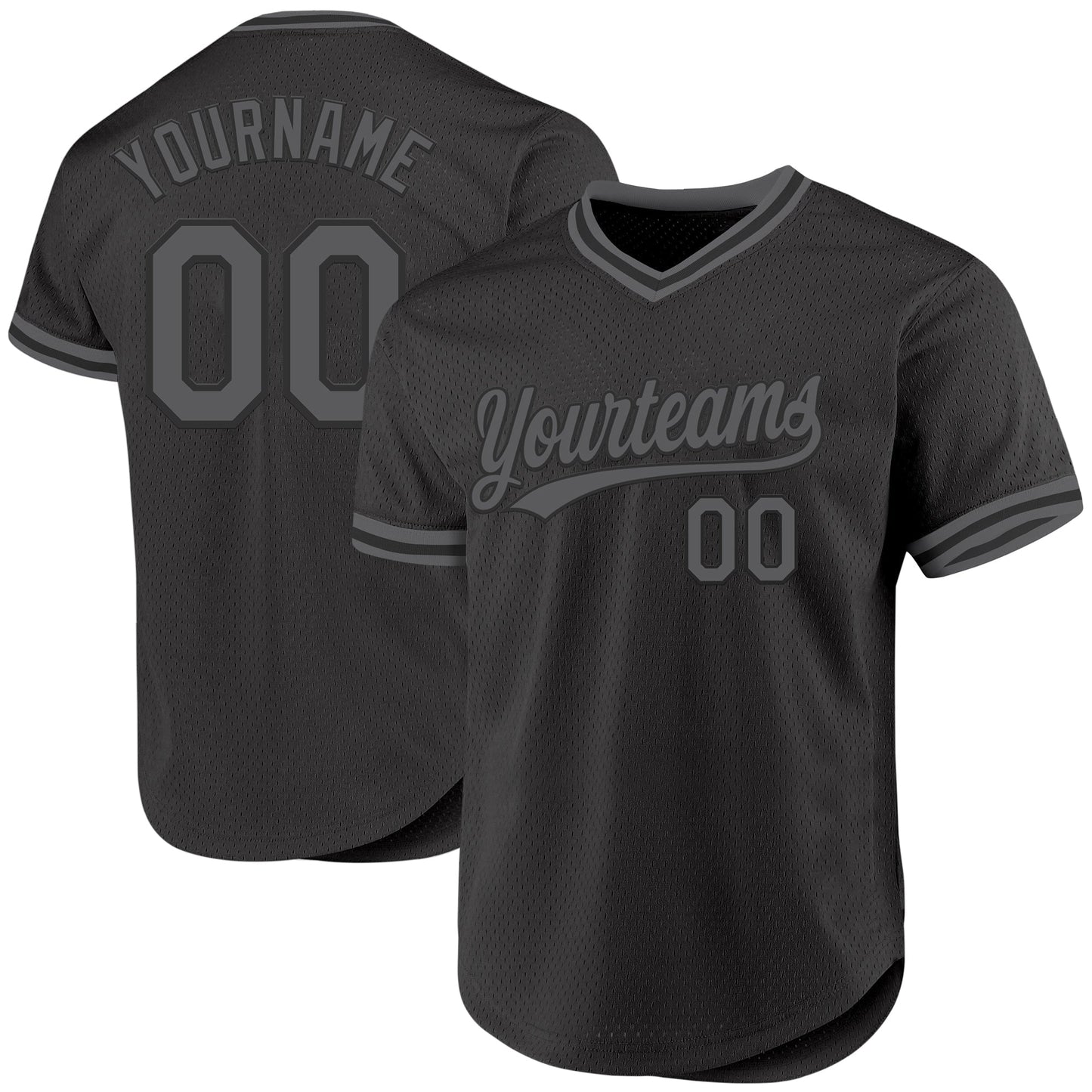 Custom Black Steel Gray Authentic Throwback Baseball Jersey baseball jersey product view 1