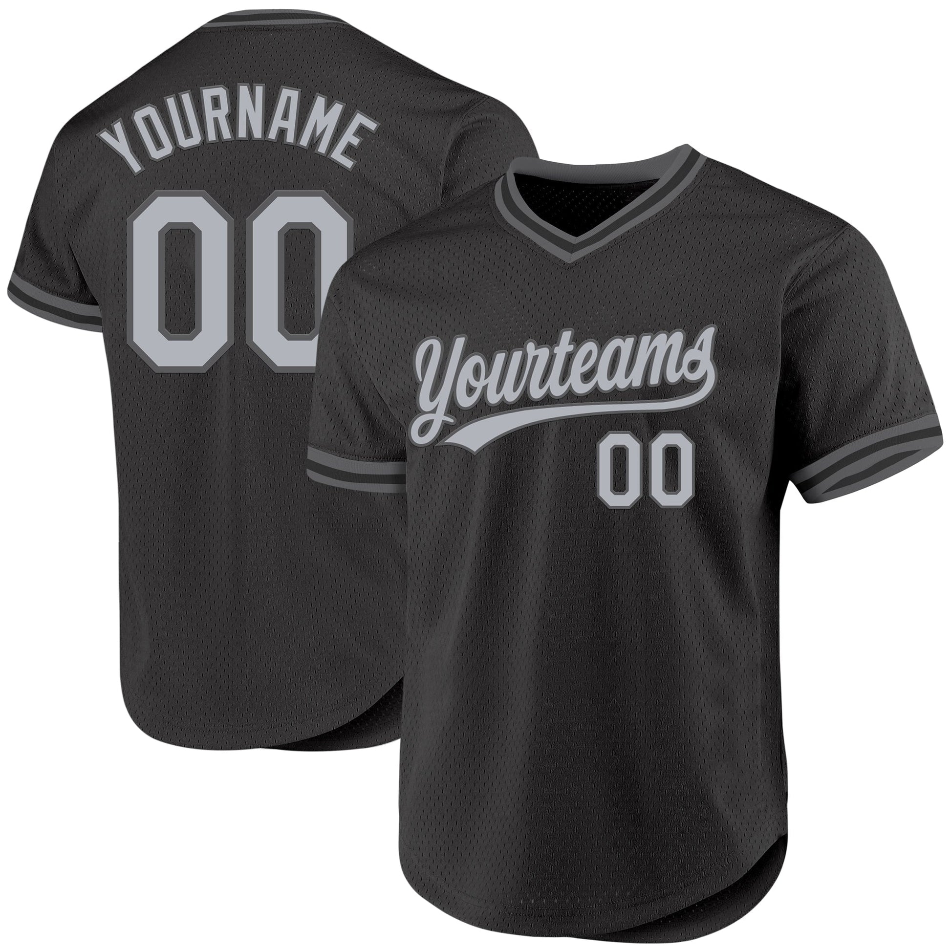 Custom Black Gray-Steel Gray Authentic Throwback Baseball Jersey baseball jersey product view 1