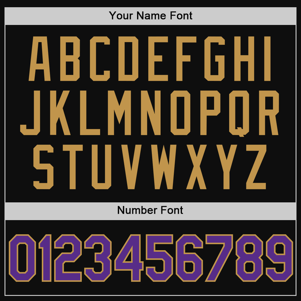 Custom Black Purple-Old Gold Authentic Throwback Baseball Jersey baseball jersey product view 5
