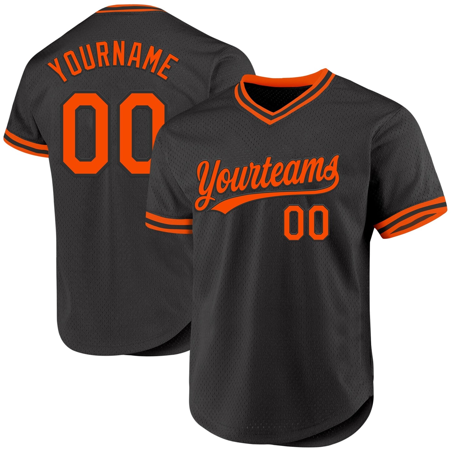 Custom Black Orange Authentic Throwback Baseball Jersey baseball jersey product view 1