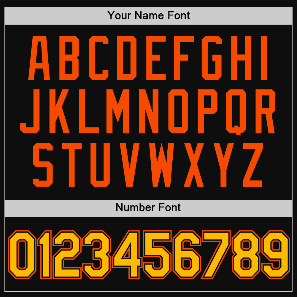 Custom Black Gold-Orange Authentic Throwback Baseball Jersey baseball jersey product view 5