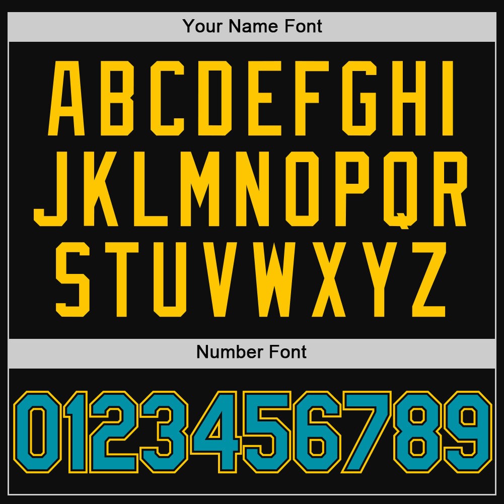 Custom Black Teal-Yellow Authentic Throwback Baseball Jersey baseball jersey product view 5