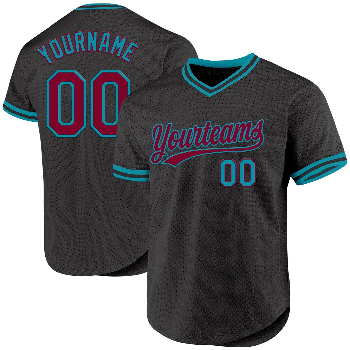 Custom Black Maroon-Yellow Authentic Throwback Baseball Jersey baseball jersey product view 1