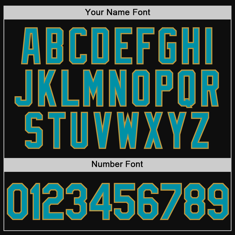 Custom Black Teal-Old Gold Authentic Throwback Baseball Jersey baseball jersey product view 5