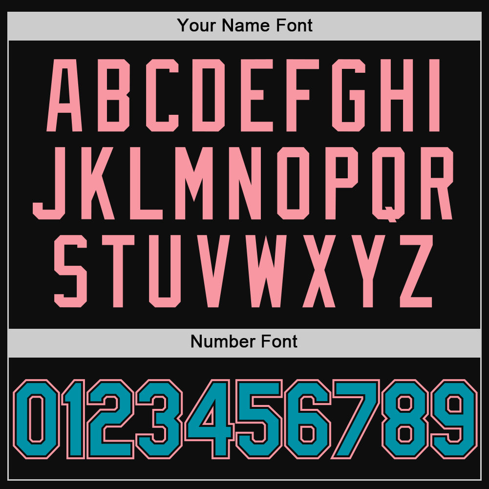 Custom Black Teal-Medium Pink Authentic Throwback Baseball Jersey baseball jersey product view 5