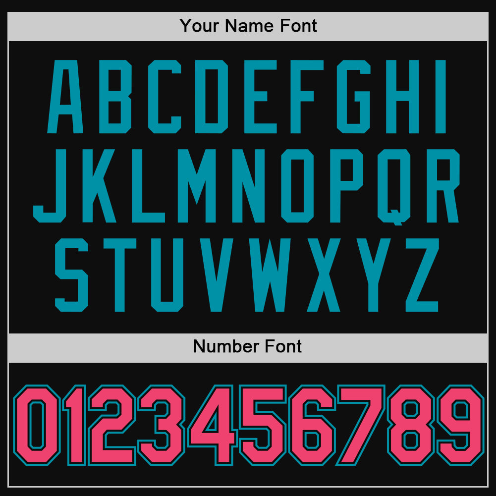Custom Black Neon Pink-Teal Authentic Throwback Baseball Jersey baseball jersey product view 5