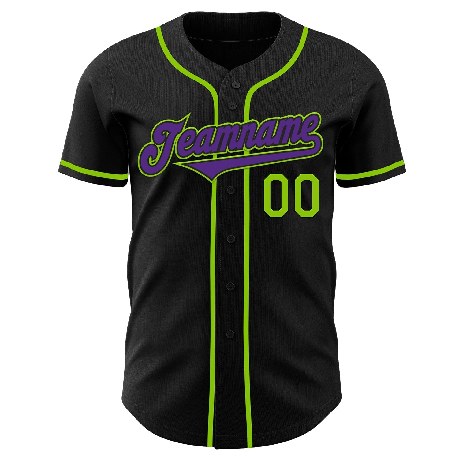 Custom Black Purple-Neon Green Authentic Baseball Jersey baseball jersey product view 2