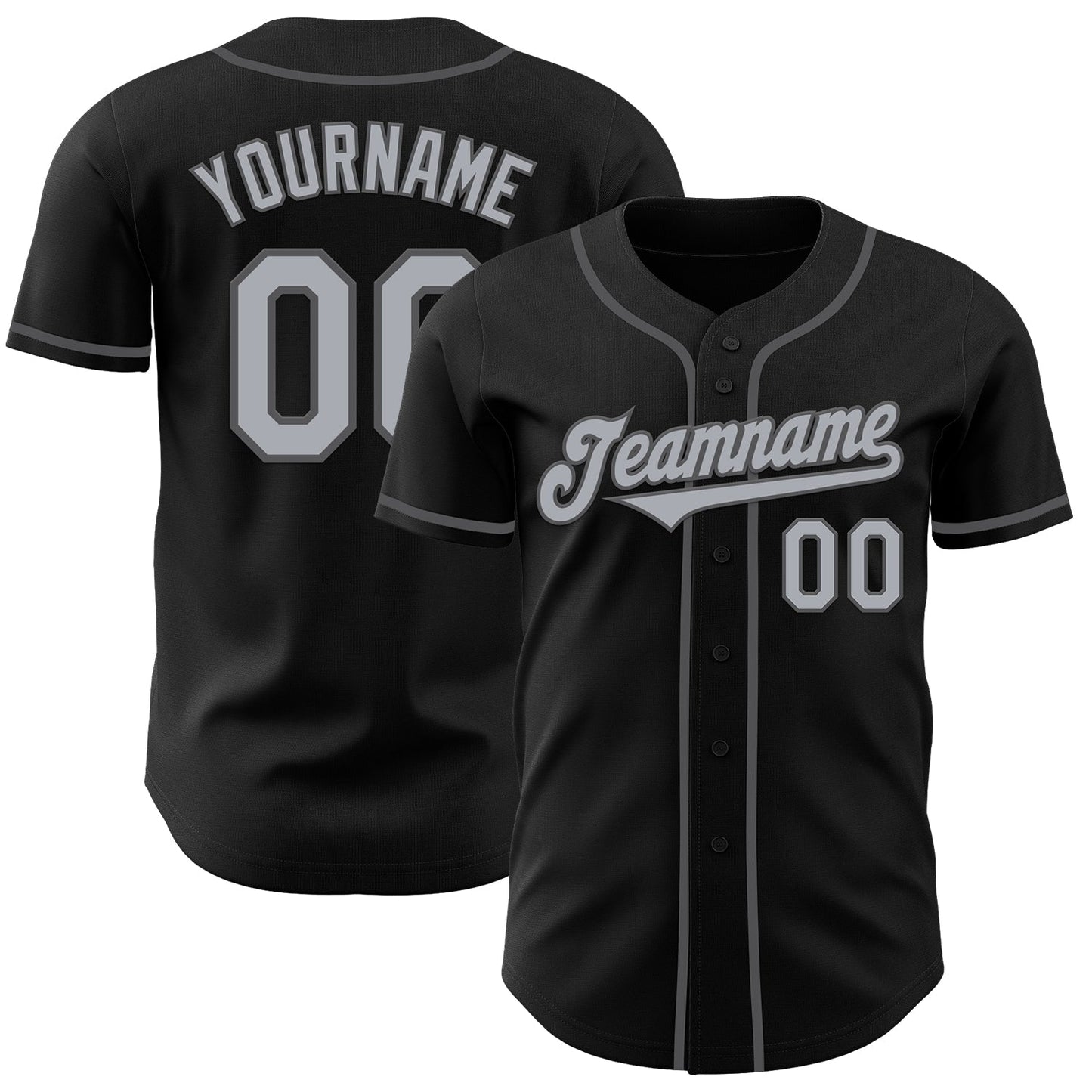 Custom Black Gray-Steel Gray Authentic Baseball Jersey baseball jersey product view 1