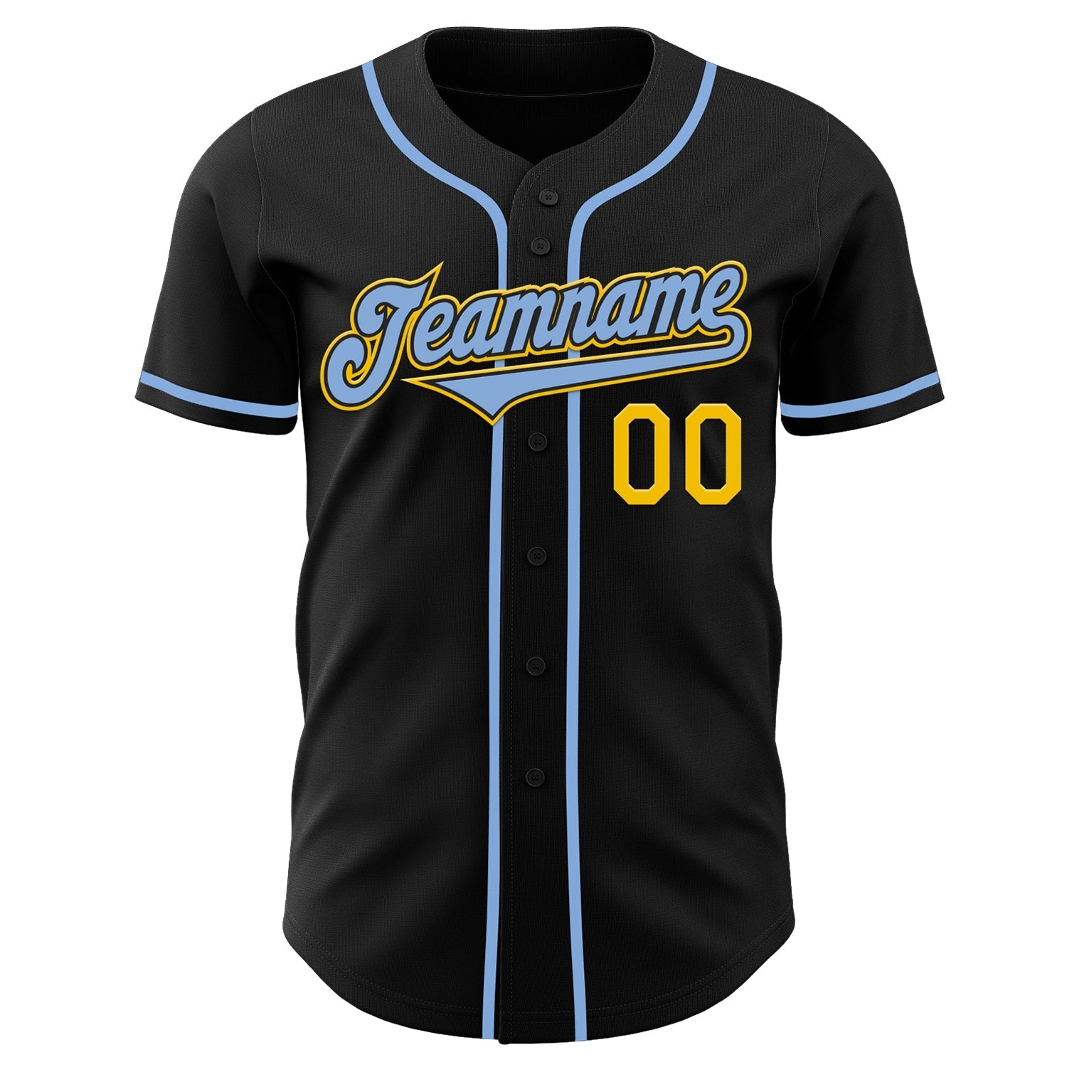 Custom Black Light Blue-Yellow Authentic Baseball Jersey baseball jersey product view 2