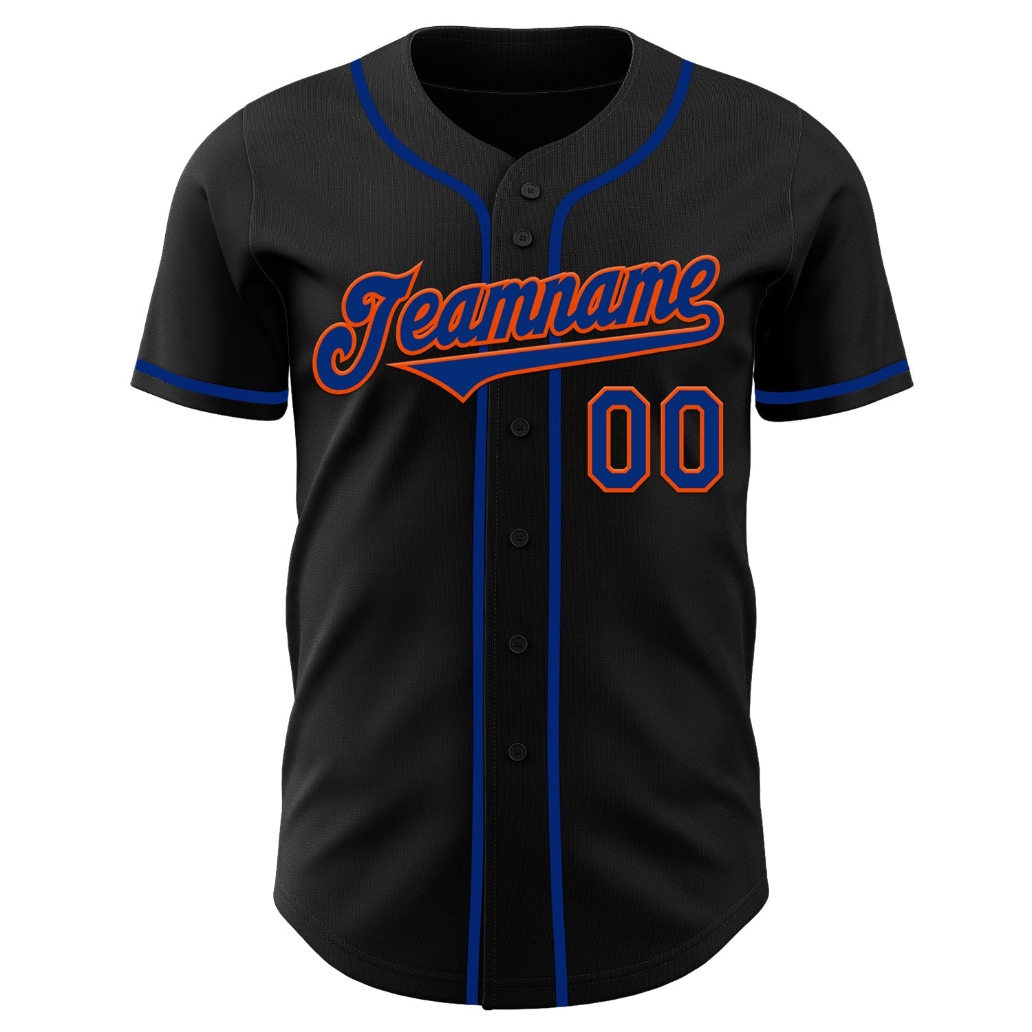 Custom Black Royal-Orange Authentic Baseball Jersey baseball jersey product view 2
