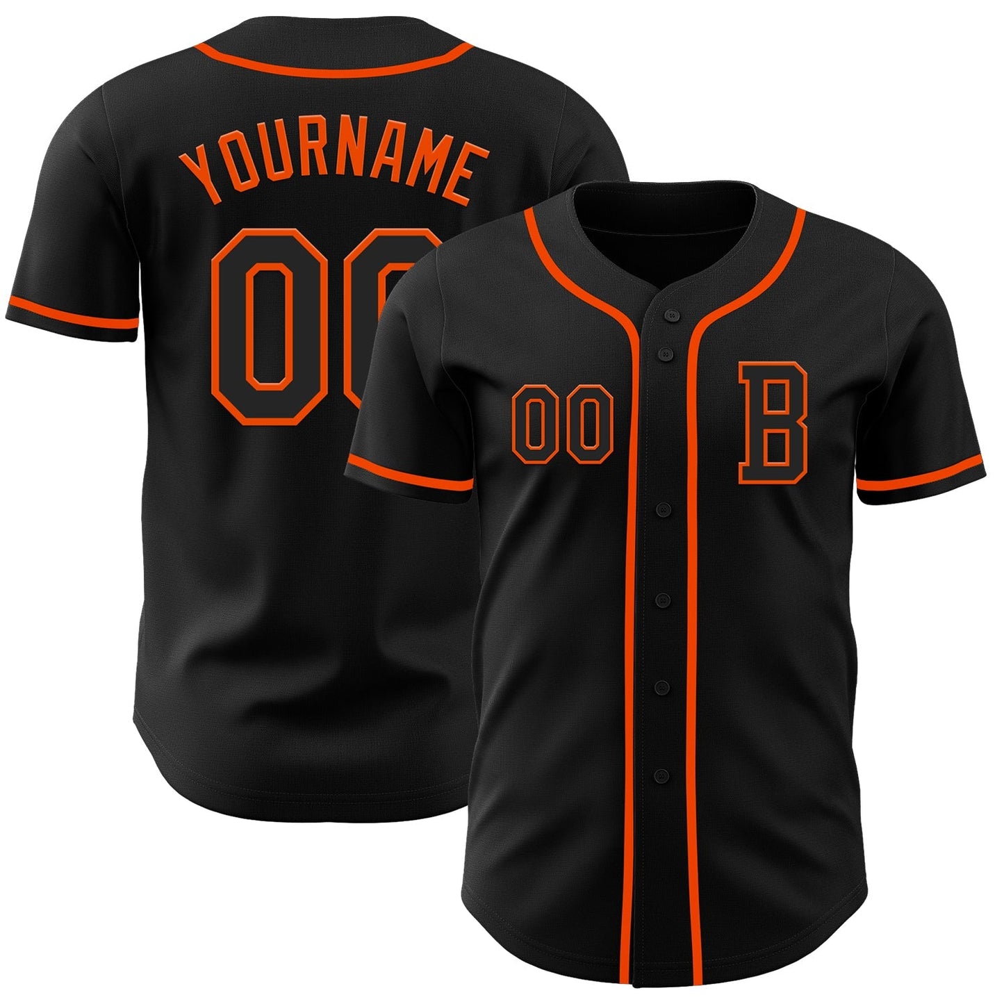 Custom Black Orange Authentic Baseball Jersey baseball jersey product view 1