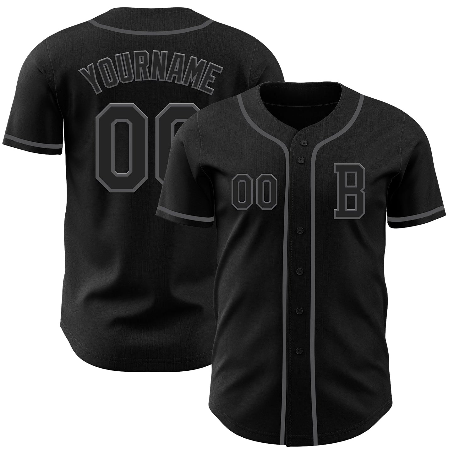Custom Black Steel Gray Authentic Baseball Jersey baseball jersey product view 1