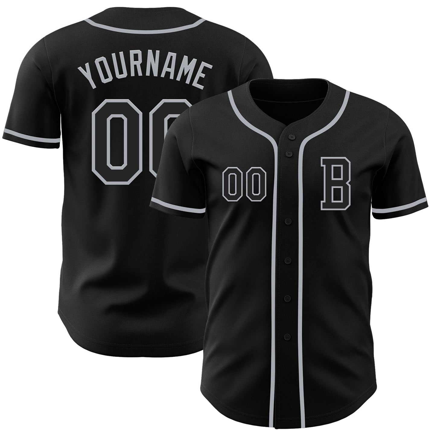 Custom Black Gray Authentic Baseball Jersey baseball jersey product view 1