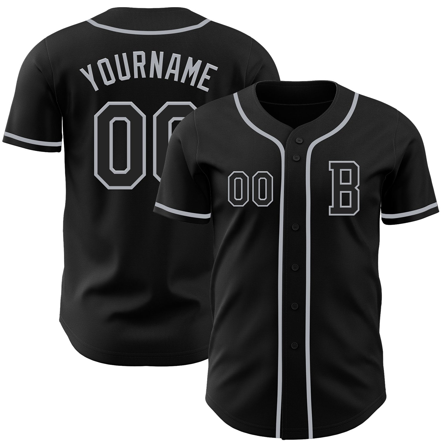 Custom Black Gray Authentic Baseball Jersey baseball jersey product view 1