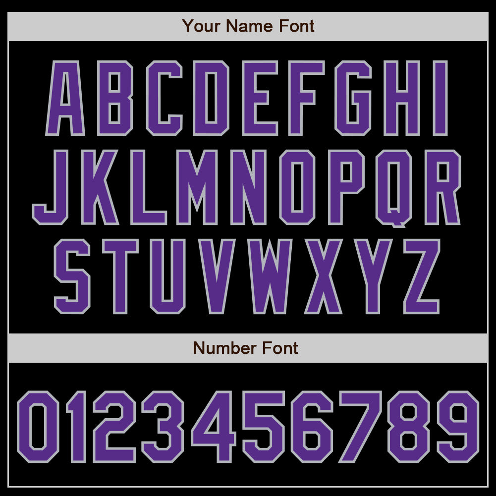 Custom Black Purple-Gray Authentic Baseball Jersey baseball jersey product view 4