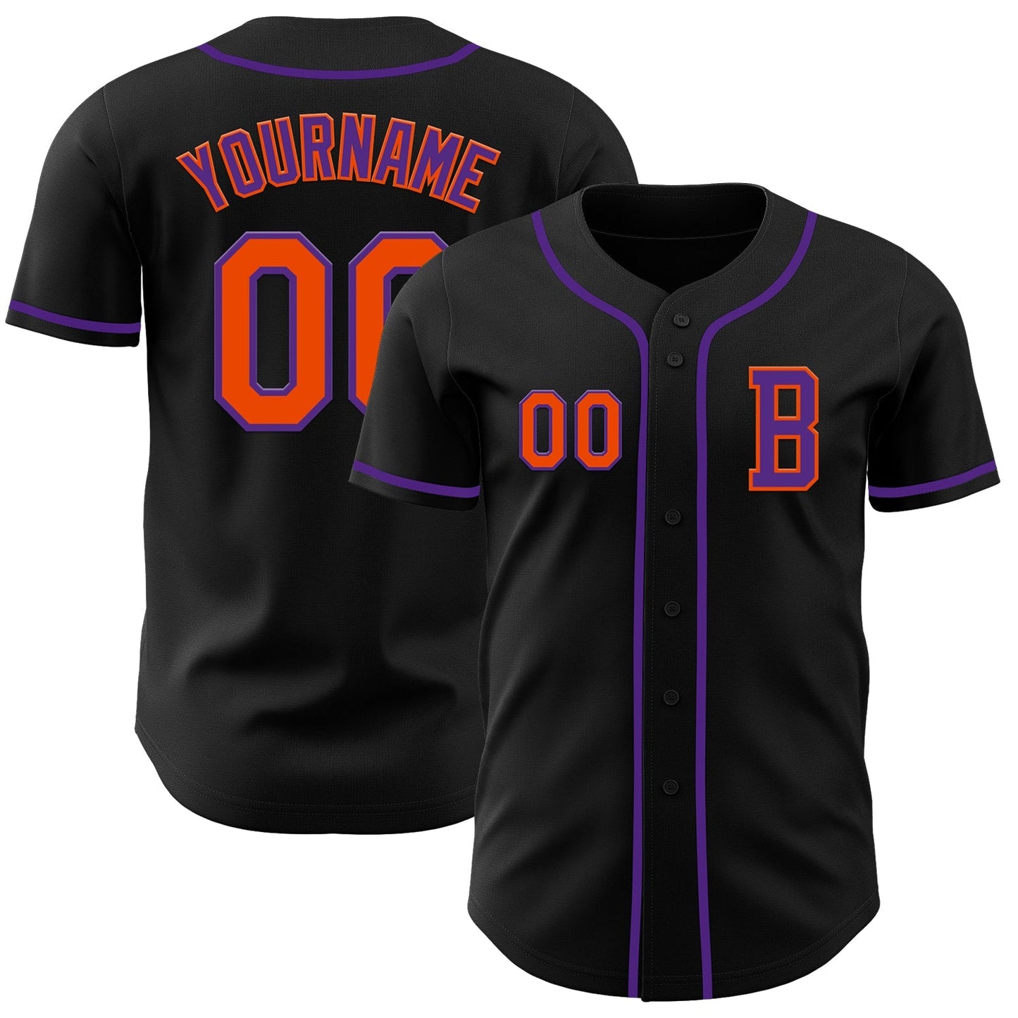 Custom Black Orange-Purple Authentic Baseball Jersey baseball jersey product view 1