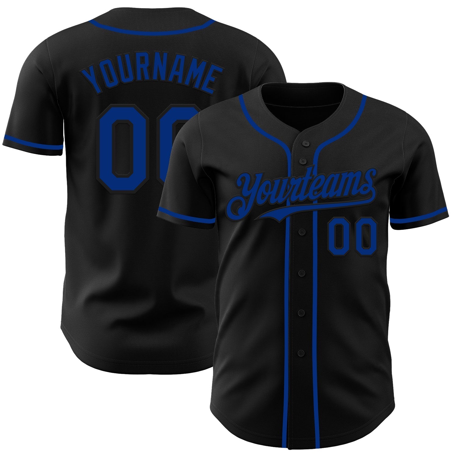 Custom Black Royal Authentic Baseball Jersey baseball jersey product view 1