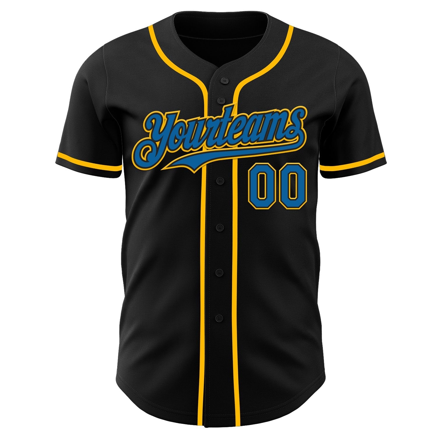 Custom Black Blue-Gold Authentic Baseball Jersey baseball jersey product view 2