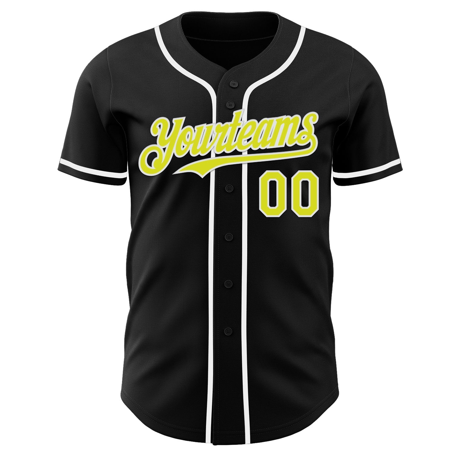 Custom Black Neon Yellow-White Authentic Baseball Jersey baseball jersey product view 2